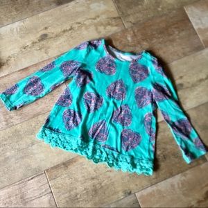 Arizona Jeans 3/4 sleeve T-shirt with Lace Bottom